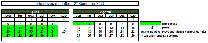 Calend�rio Intensivo